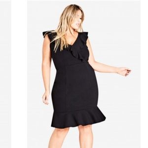 City Chic Frill Black Dress